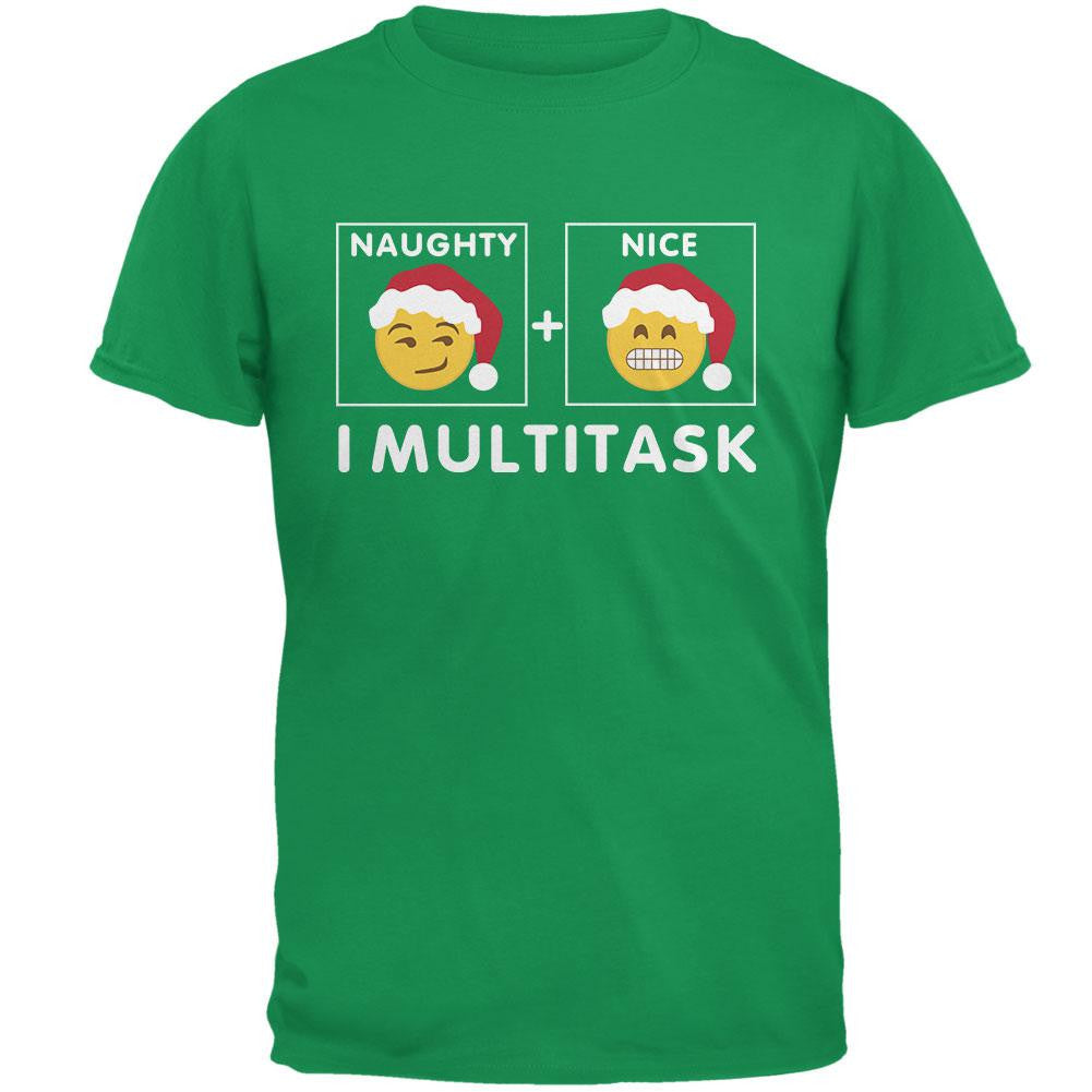 Christmas Naughty and Nice Multitask Irish Adult T-Shirt Men's T-Shirts Old Glory 2XL Green