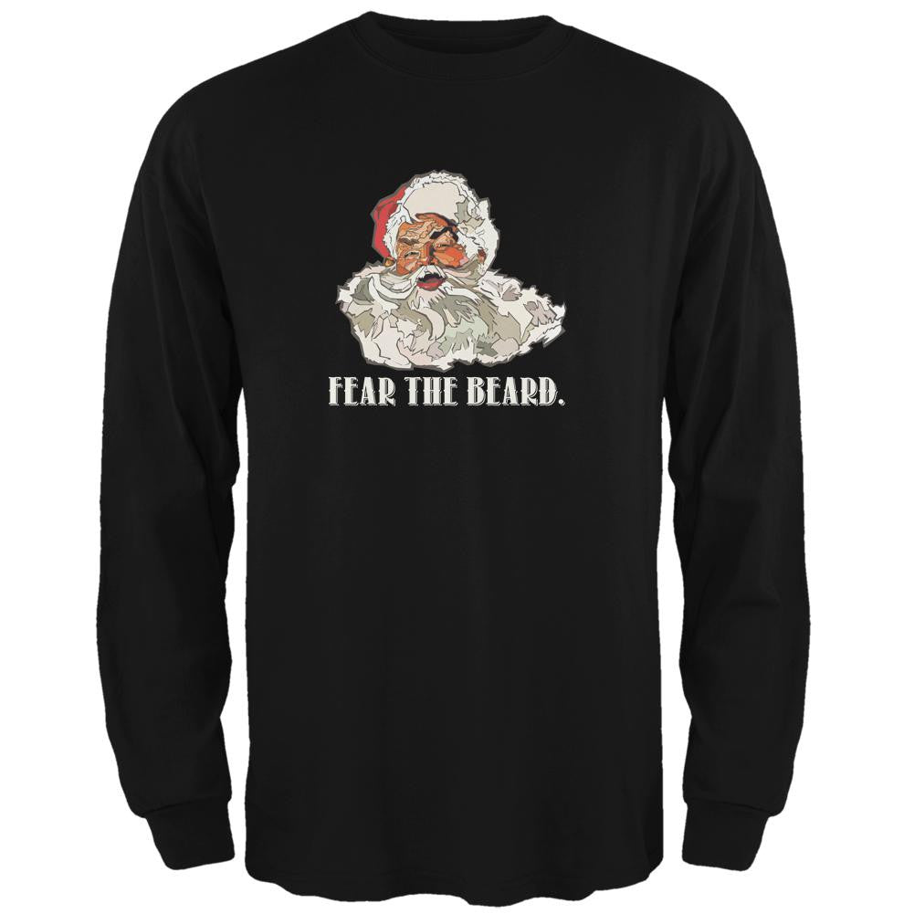 Christmas Santa Beard Black Adult Long Sleeve T-Shirt Men's Long Sleeves Old Glory 2XL Black