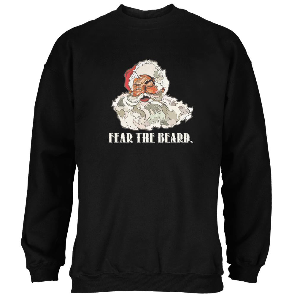 Christmas Santa Beard Black Adult Sweatshirt Men's Sweatshirts Old Glory 2XL Black