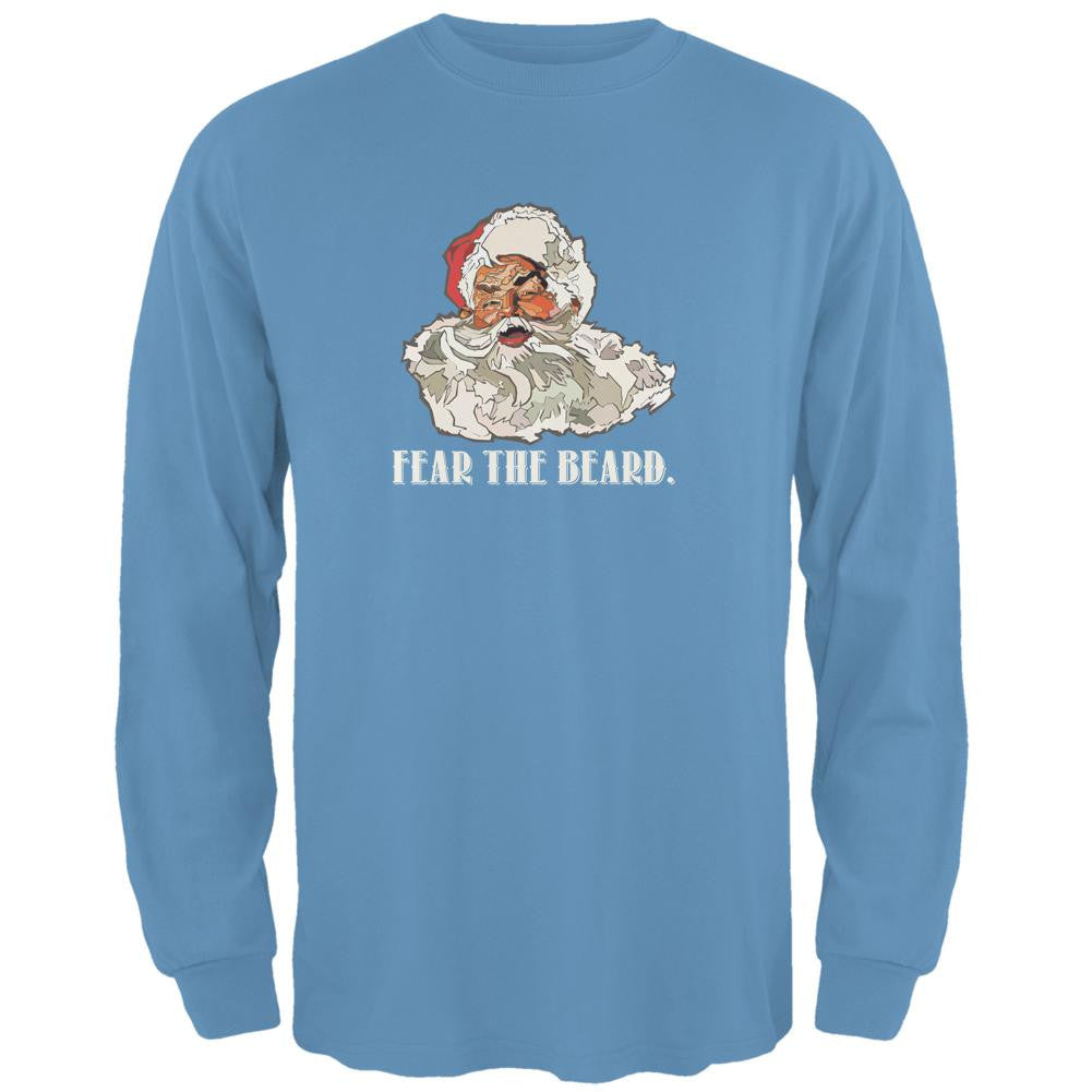 Christmas Santa Beard Carolina Blue Adult Long Sleeve T-Shirt Men's Long Sleeves Old Glory 2XL Blue
