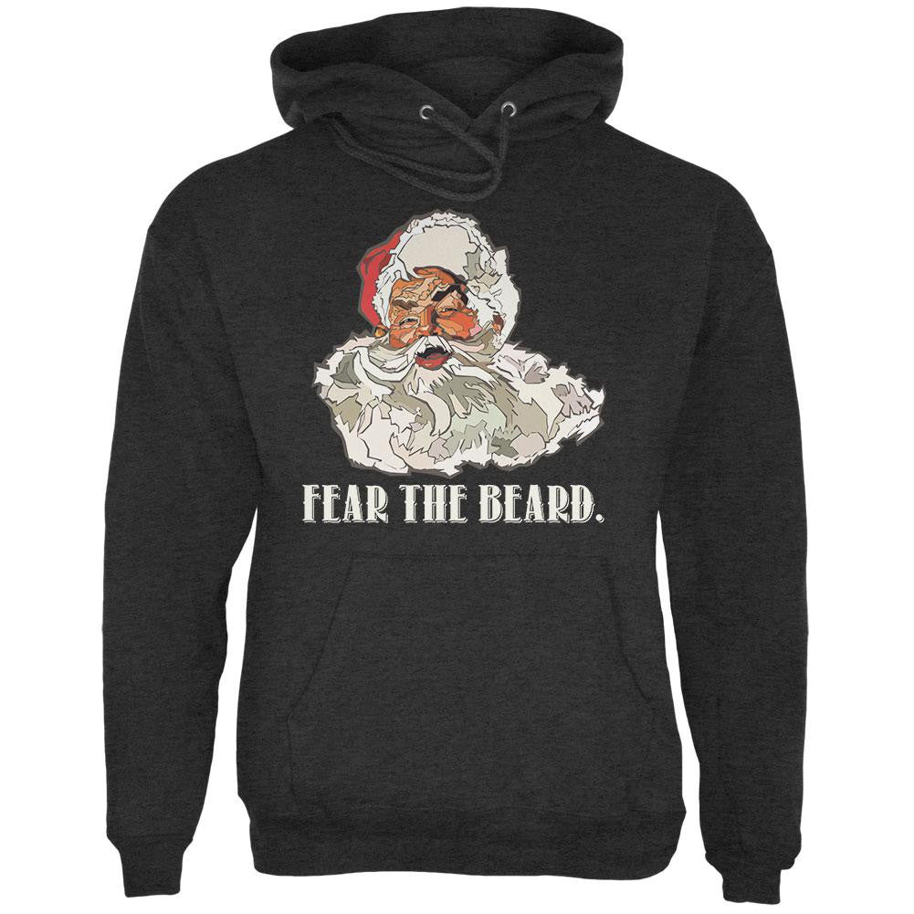 Christmas Santa Beard Charcoal Heather Adult Hoodie Men's Hoodies Old Glory 2XL Grey