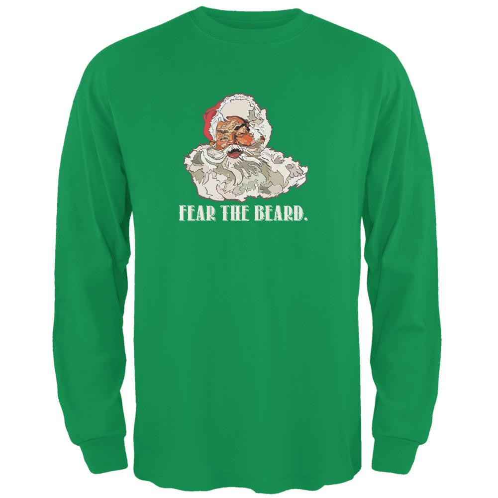 Christmas Santa Beard Irish Green Adult Long Sleeve T-Shirt Men's Long Sleeves Old Glory 2XL Green