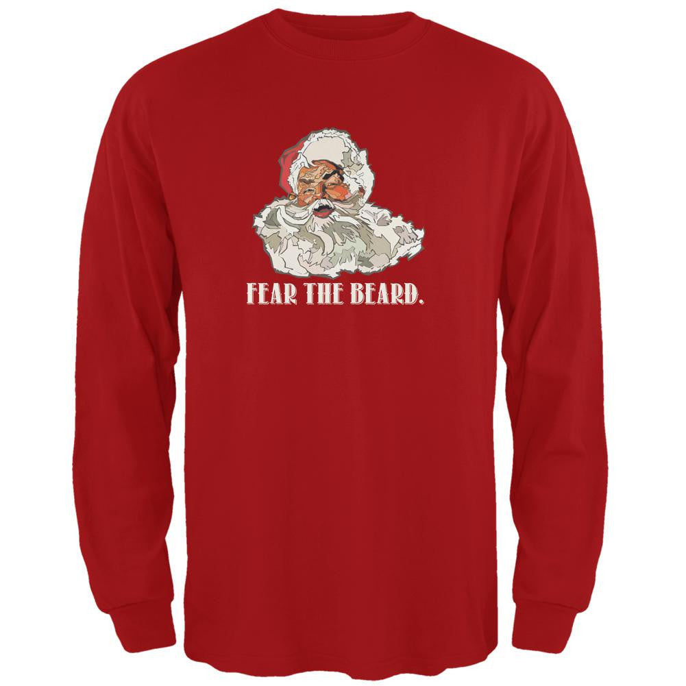 Christmas Santa Beard Red Adult Long Sleeve T-Shirt Men's Long Sleeves Old Glory 2XL Red