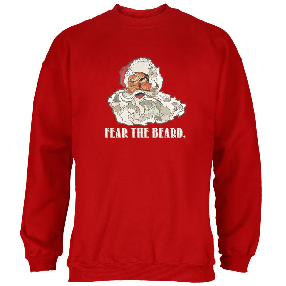 Christmas Santa Beard Red Adult Sweatshirt Men's Sweatshirts Old Glory 2XL Red