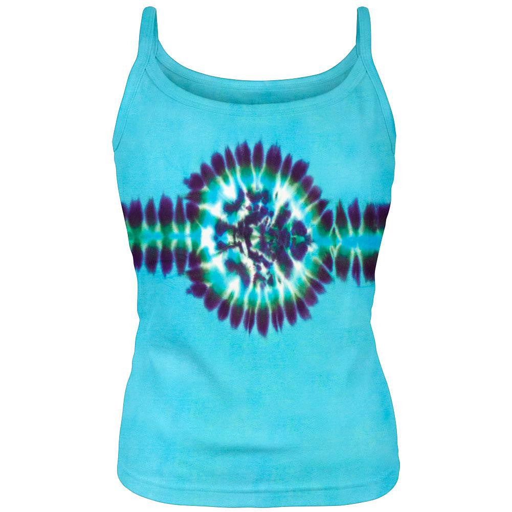Sky Blue Juniors Tie-Dye Spaghetti Tank Top Juniors Tank Tops Old Glory