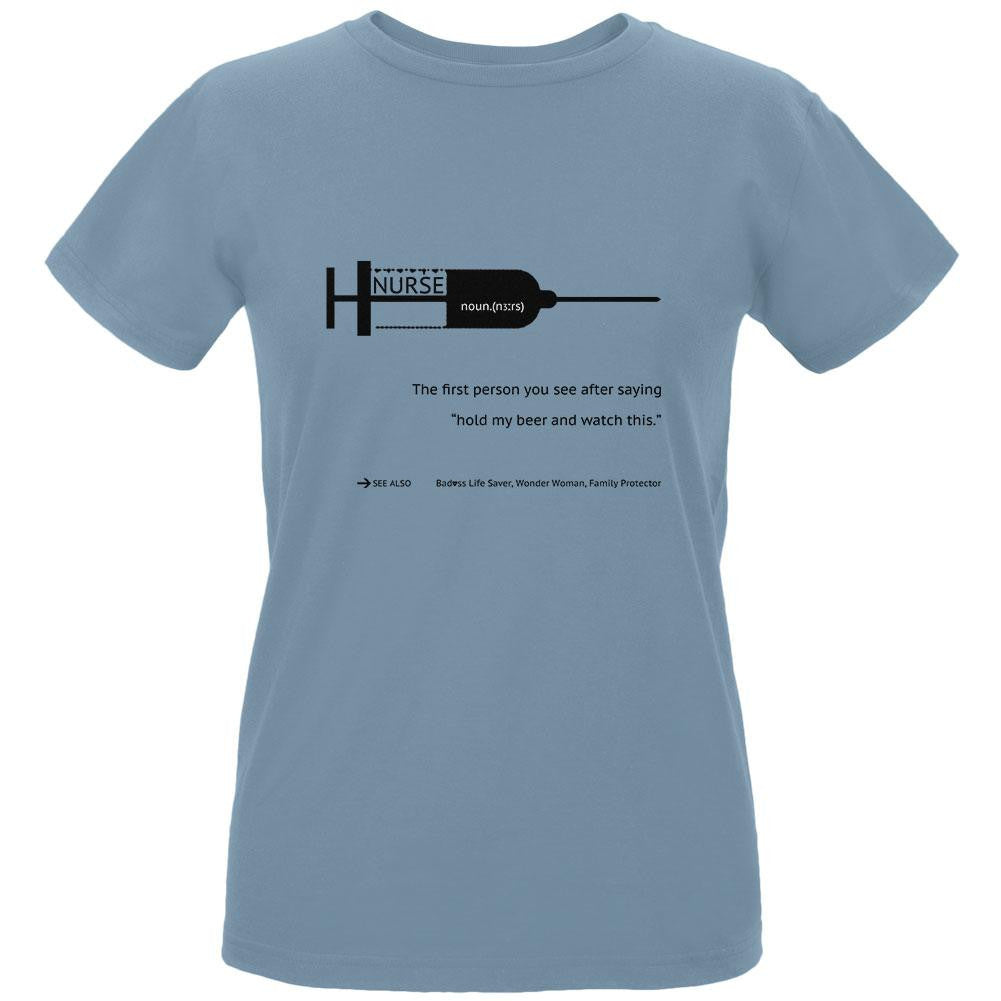 NURSE Black Text Blue Womens Organic T-Shirt Women's T-Shirts Old Glory LG Blue