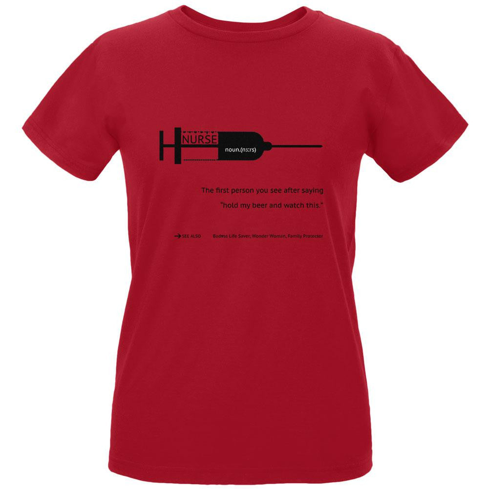 NURSE Black Text Red Womens Organic T-Shirt Women's T-Shirts Old Glory LG Red