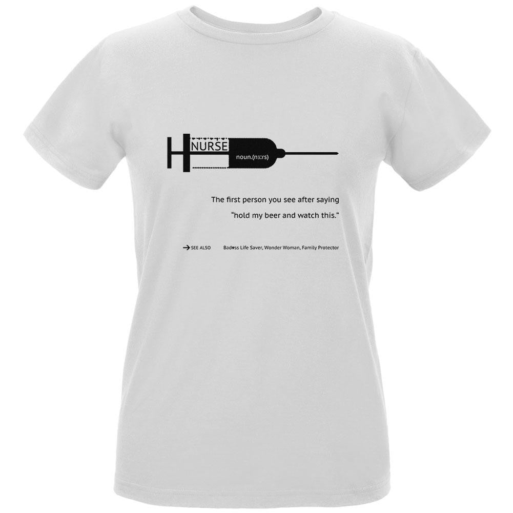 NURSE Black Text White Womens Organic T-Shirt Women's T-Shirts Old Glory LG White