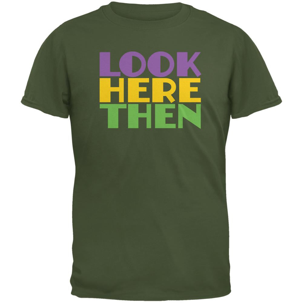 Mardi Gras Flash For Beads Funny Military Green Adult T-Shirt Men's T-Shirts Old Glory 2XL Green