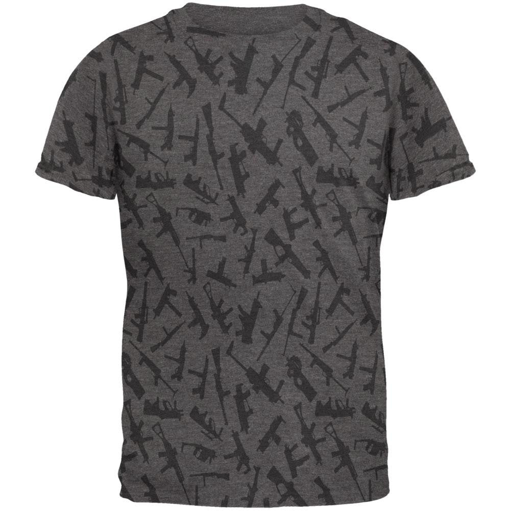 Scatter Guns All Over Dark Heather Soft Adult T-Shirt Men's T-Shirts Old Glory 2XL Grey