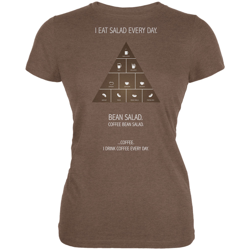 Coffee Quote Pyramid Funny Heather Brown Juniors Soft T-Shirt Juniors T-Shirts Old Glory 2XL Brown