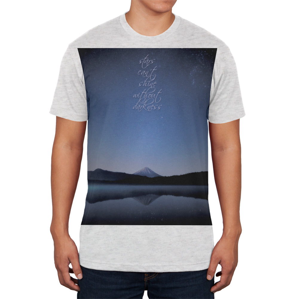 Star Shine Darkness Heather White Adult Soft T-Shirt Men's T-Shirts Old Glory 2XL White