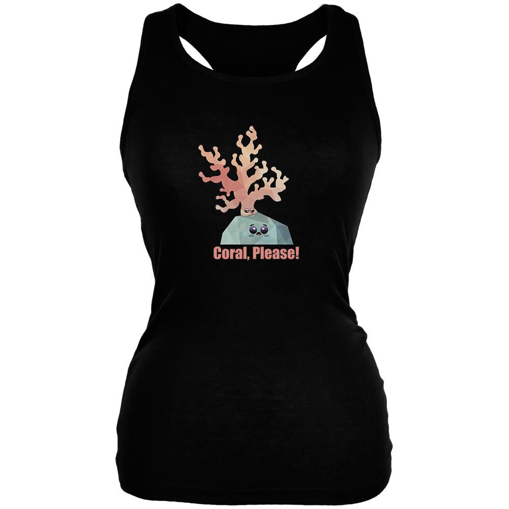 Coral Please Black Juniors Soft Tank Top Juniors Tank Tops Old Glory 2XL Black