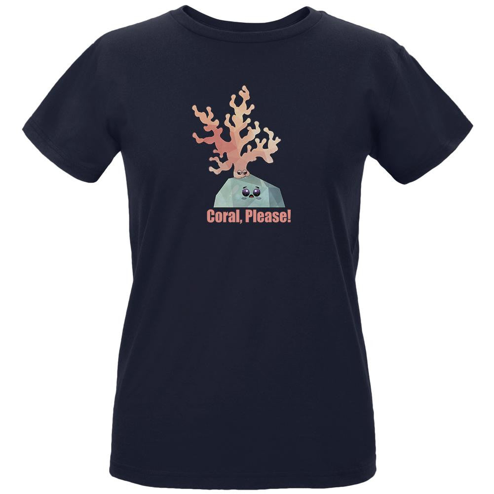 Coral Please Navy Womens Organic T-Shirt Women's T-Shirts Old Glory LG Blue