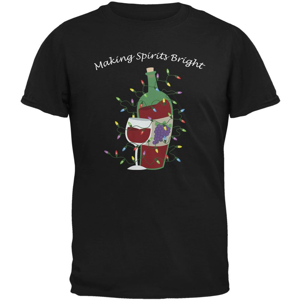 Christmas Making Spirits Bright Black Adult T-Shirt Men's T-Shirts Old Glory 2XL Black