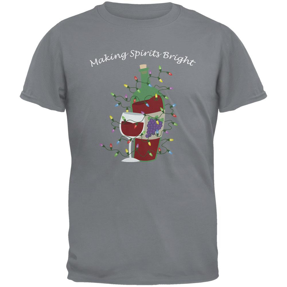 Christmas Making Spirits Bright Gravel Grey Adult T-Shirt Men's T-Shirts Old Glory 2XL Grey