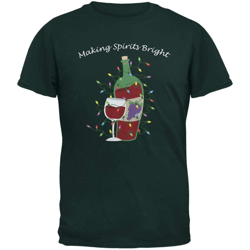 Christmas Making Spirits Bright Forest Adult T-Shirt Men's T-Shirts Old Glory 2XL Green