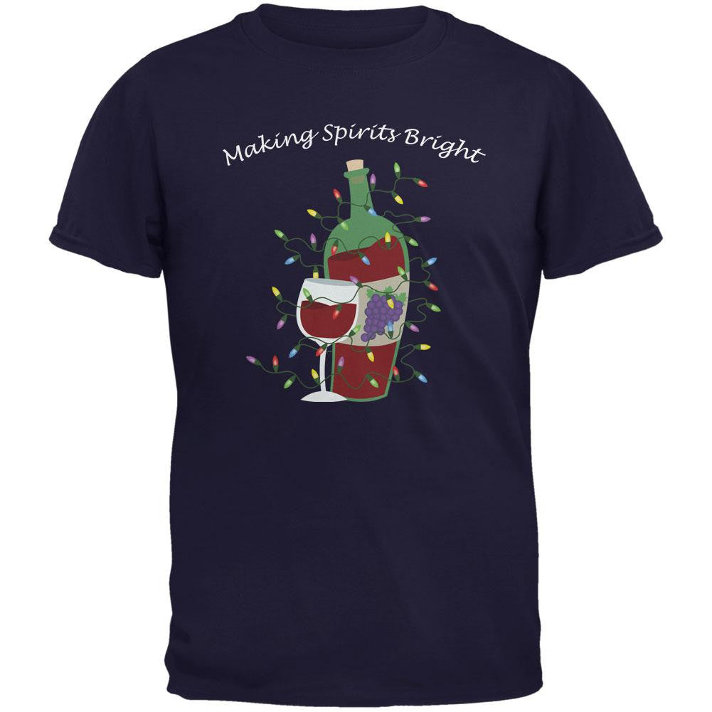 Christmas Making Spirits Bright Navy Adult T-Shirt Men's T-Shirts Old Glory 2XL Blue