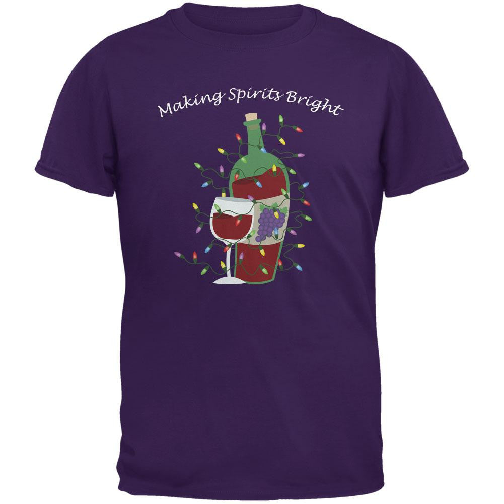 Christmas Making Spirits Bright Purple Adult T-Shirt Men's T-Shirts Old Glory 2XL Purple
