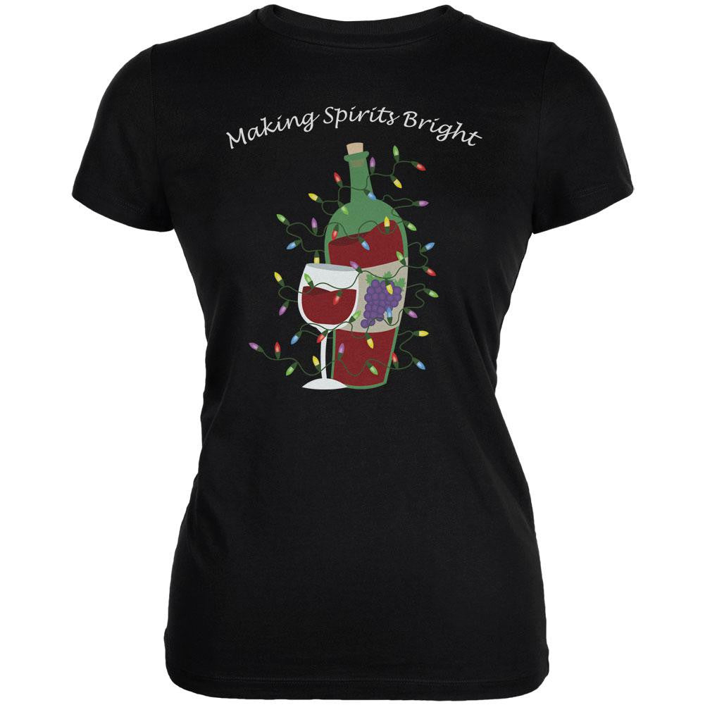 Christmas Making Spirits Bright Black Juniors Soft T-Shirt Juniors T-Shirts Old Glory 2XL Black