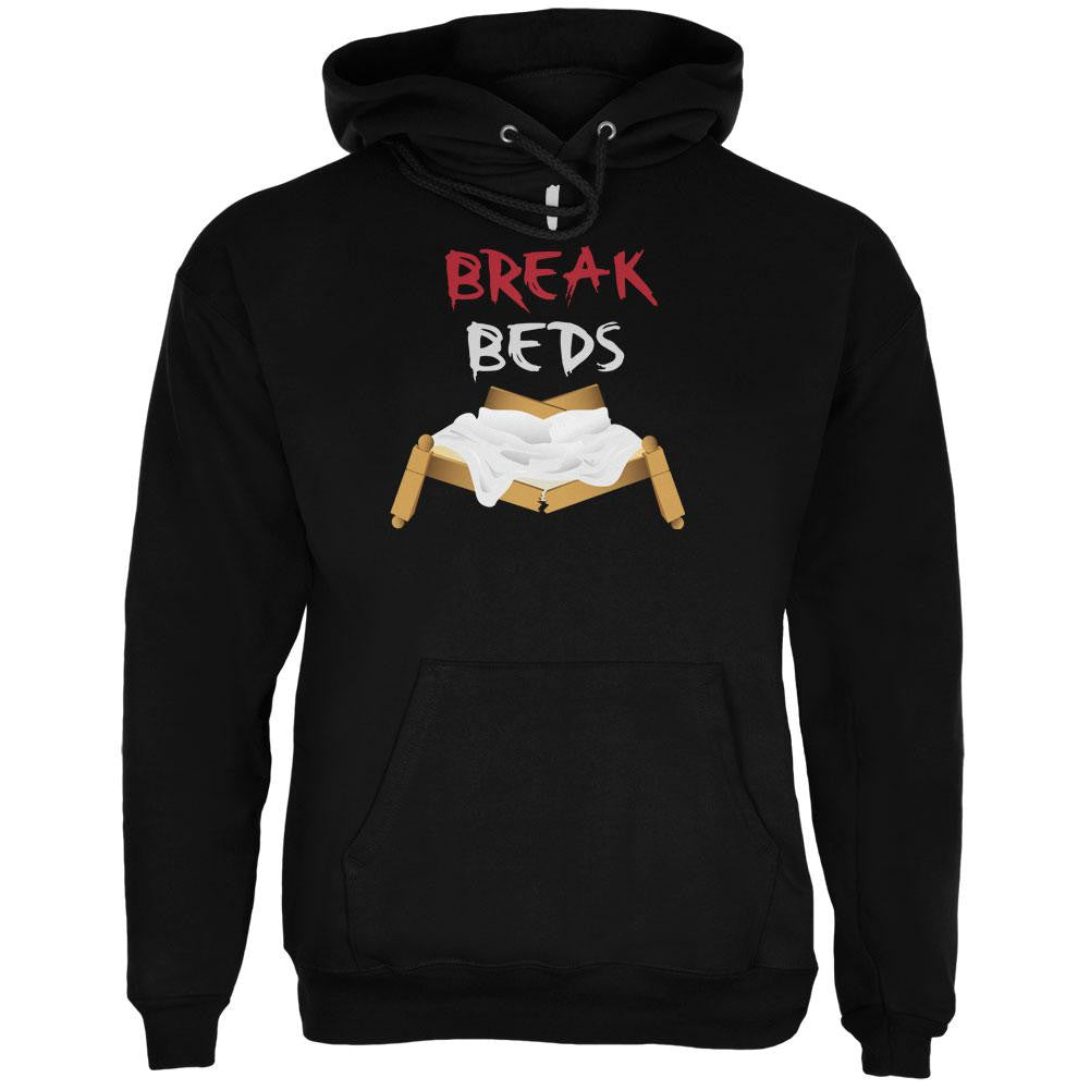 Valentines I Break Beds Black Adult Hoodie Men's Hoodies Old Glory 2XL Black