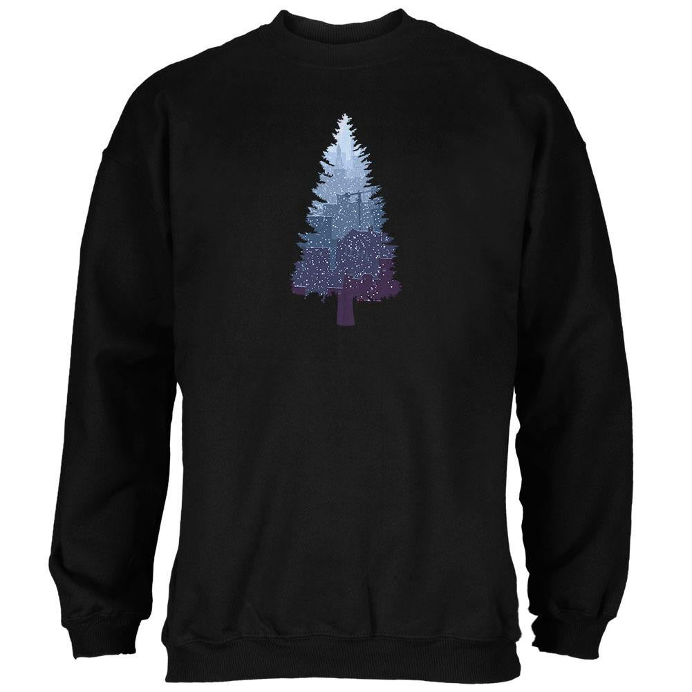 Christmas Tree Snowy City Black Adult Sweatshirt Men's Sweatshirts Old Glory 2XL Black
