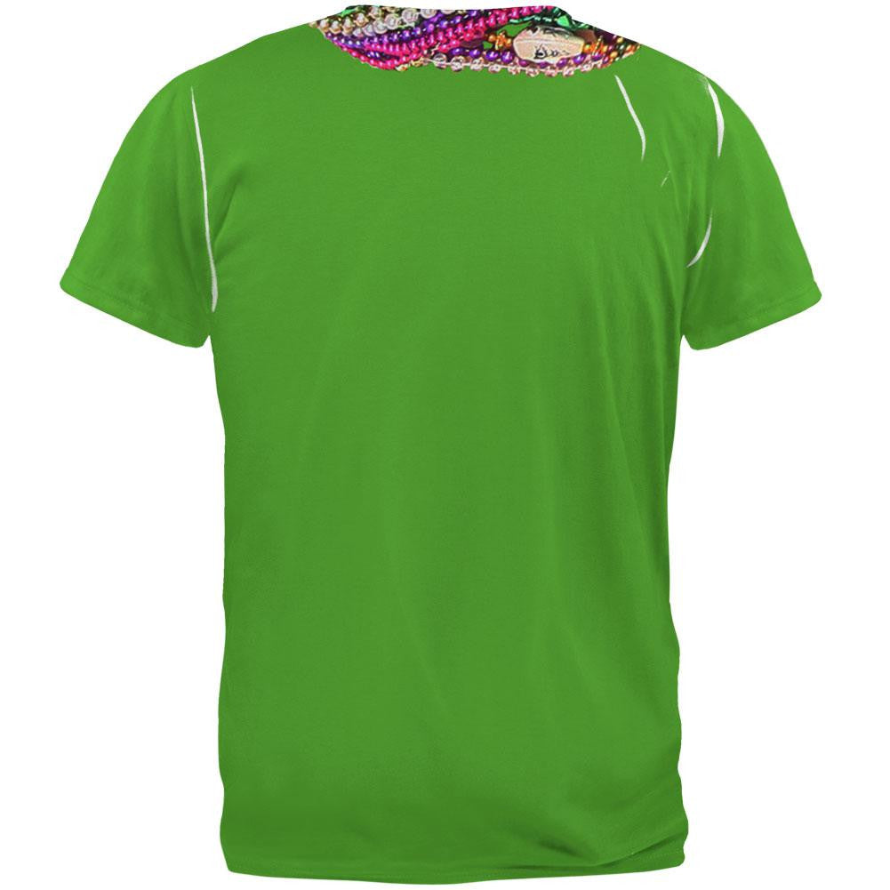 Mardi Gras Beads Green All Over Adult T-Shirt Men's T-Shirts Old Glory