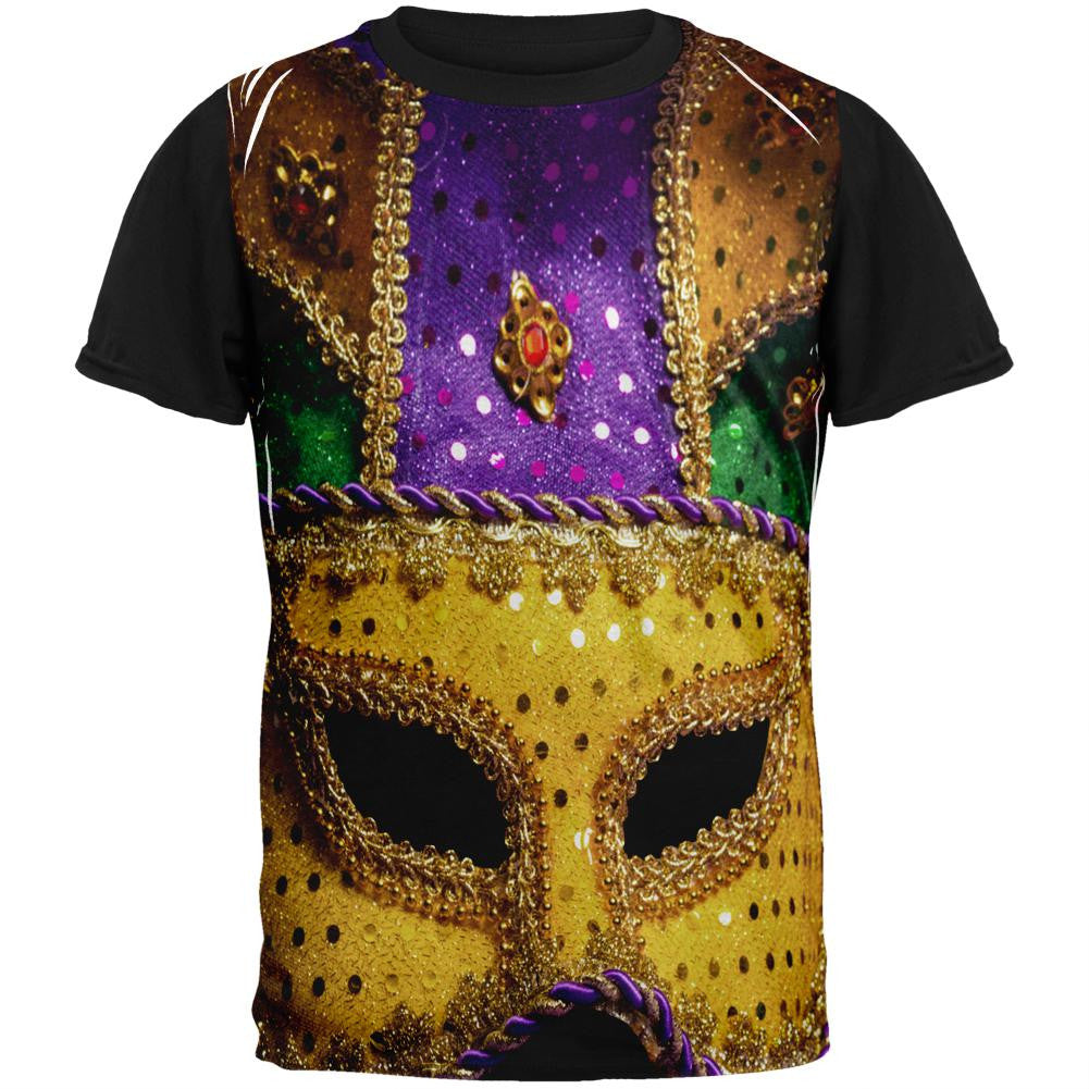 Mardi Gras Large Mask Adult Black Back T-Shirt Men's T-Shirts Old Glory SM Multi