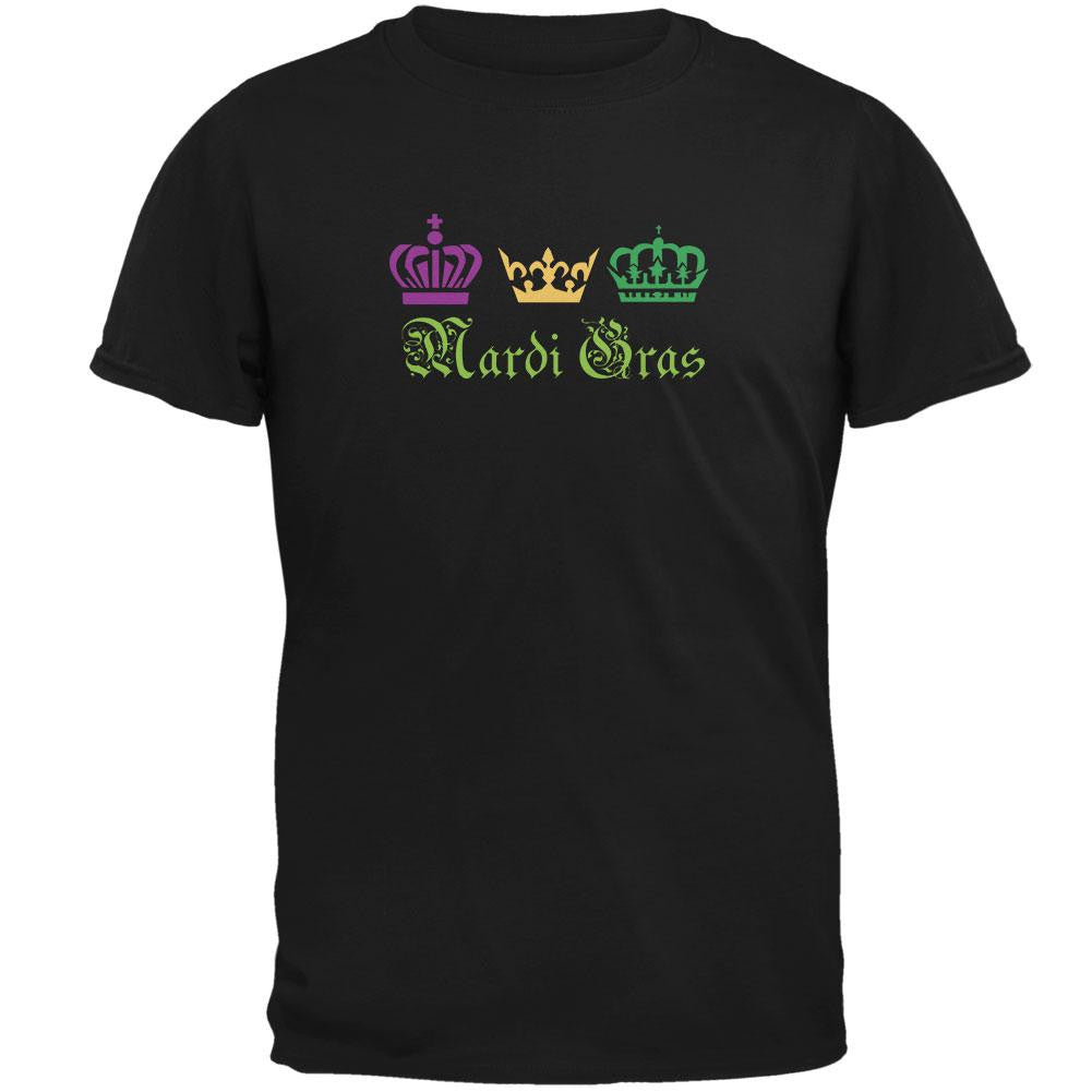 Mardi Gras Crowns Black Adult T-Shirt Men's T-Shirts Old Glory 2XL Black