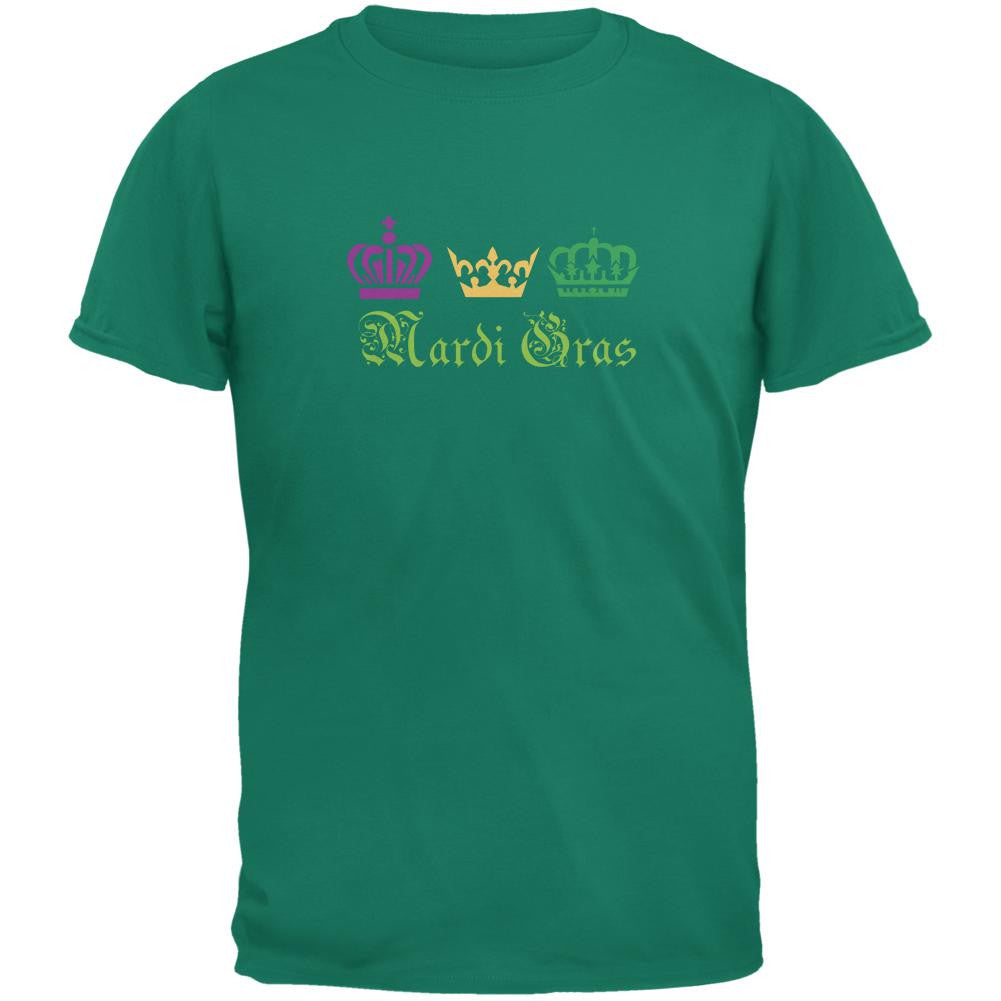 Mardi Gras Crowns Jade Green Adult T-Shirt Men's T-Shirts Old Glory 2XL Green