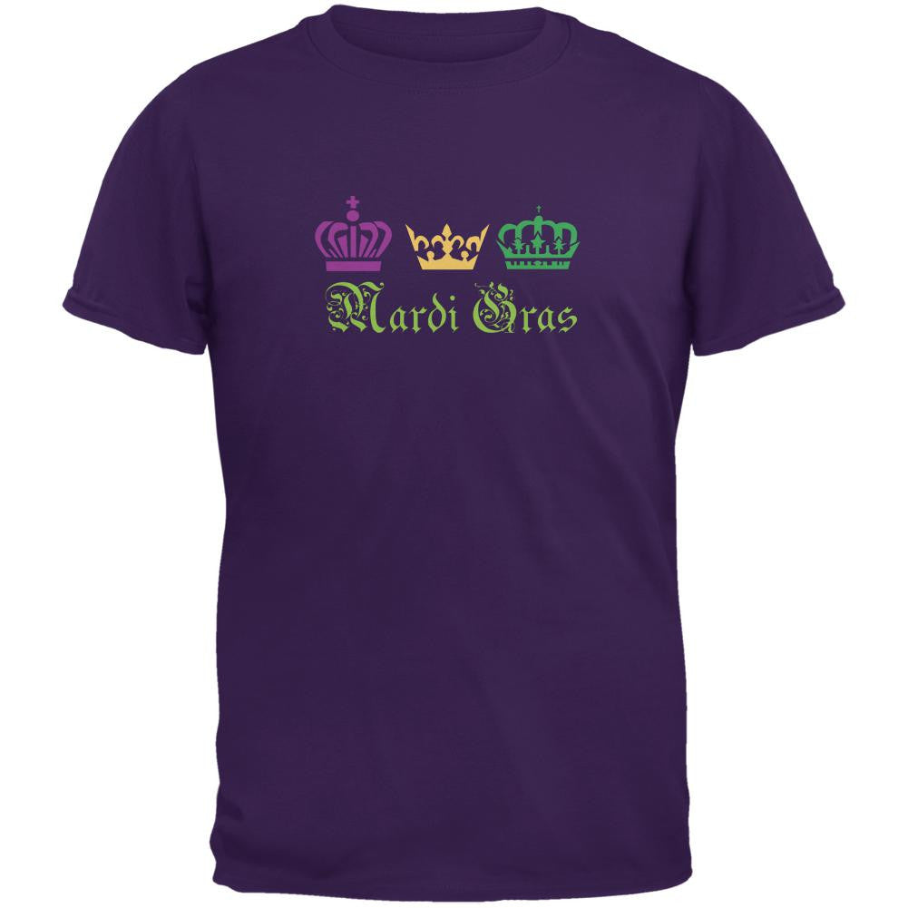 Mardi Gras Crowns Purple Adult T-Shirt Men's T-Shirts Old Glory 2XL Purple