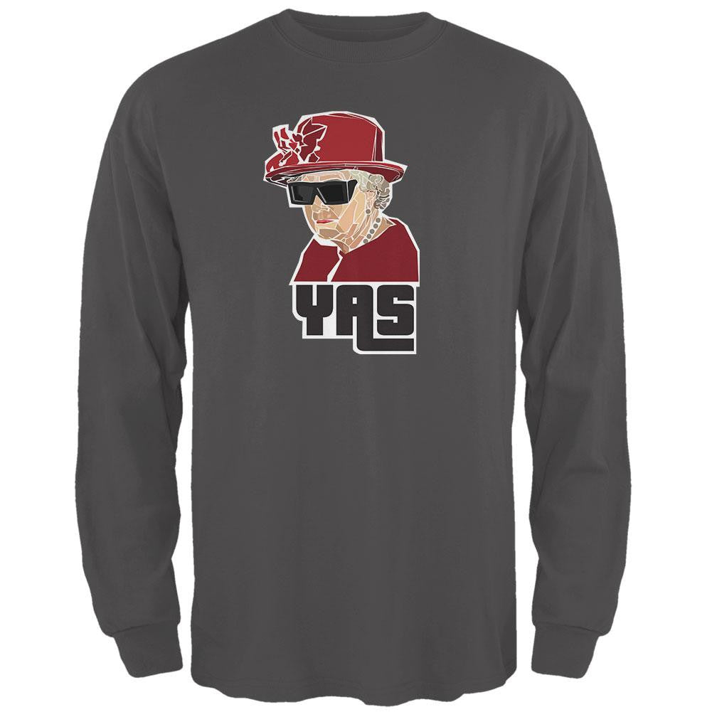 YAS Queen Charcoal Grey Adult Long Sleeve T-Shirt Men's Long Sleeves Old Glory 2XL Grey