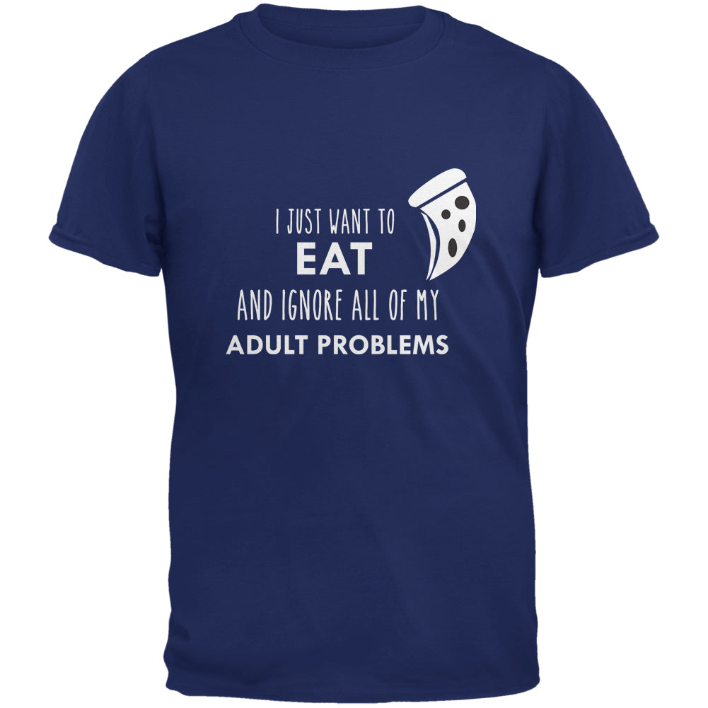 I Just Want to Eat Metro Blue Adult T-Shirt Men's T-Shirts Old Glory 2XL Blue