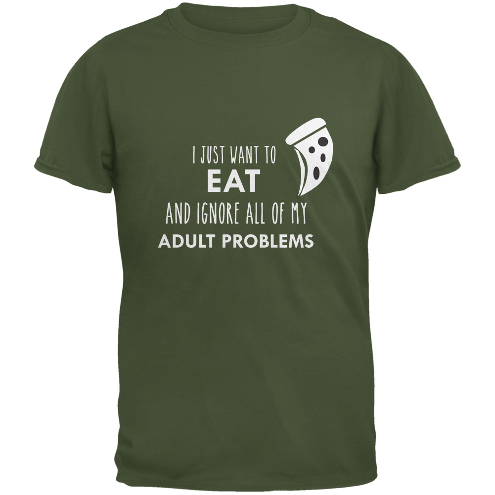 I Just Want to Eat Military Green Adult T-Shirt Men's T-Shirts Old Glory 2XL Green