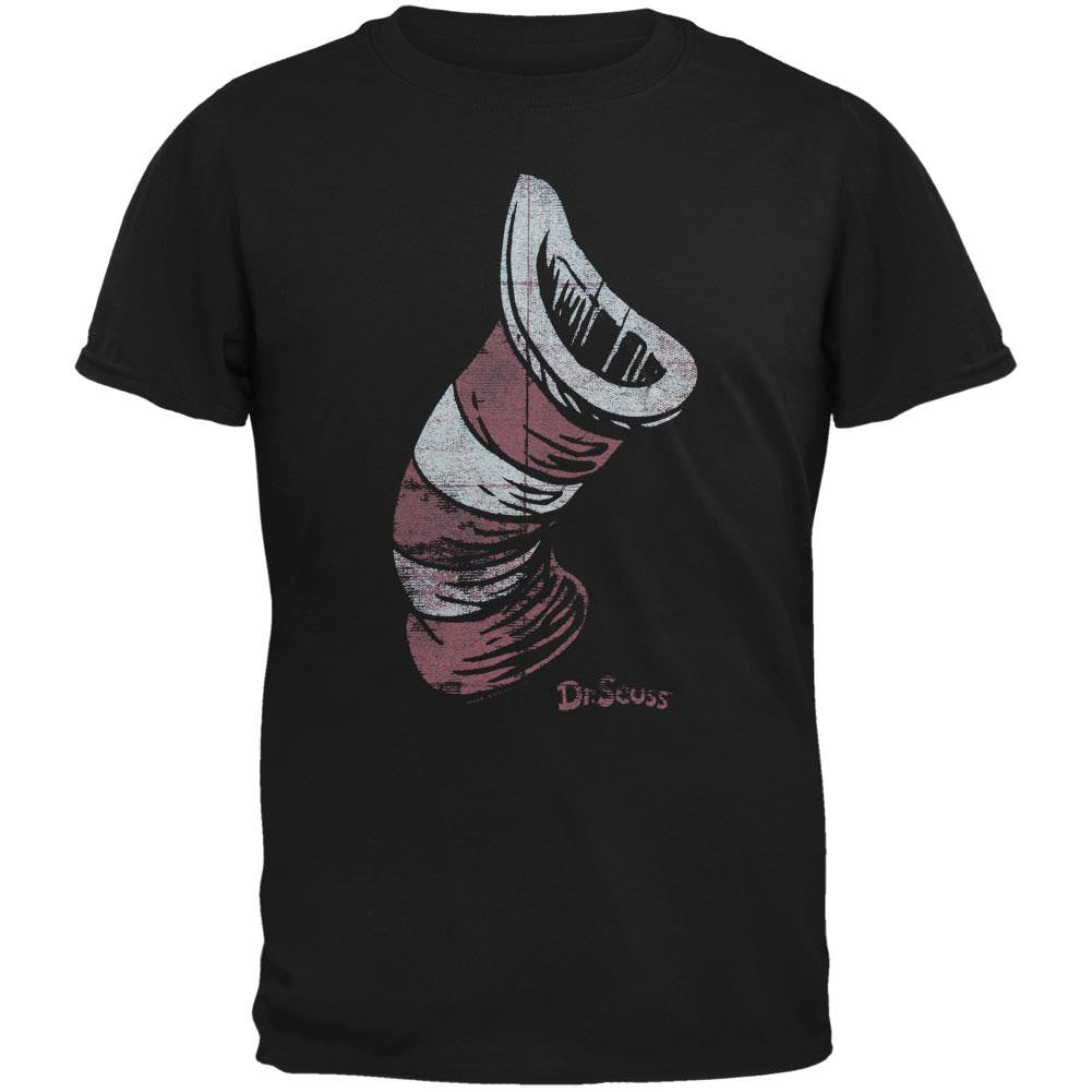 Dr Seuss - Cat In The Hat Distressed Hat Youth T-Shirt Youth T-Shirts Dr. Seuss YSM Black