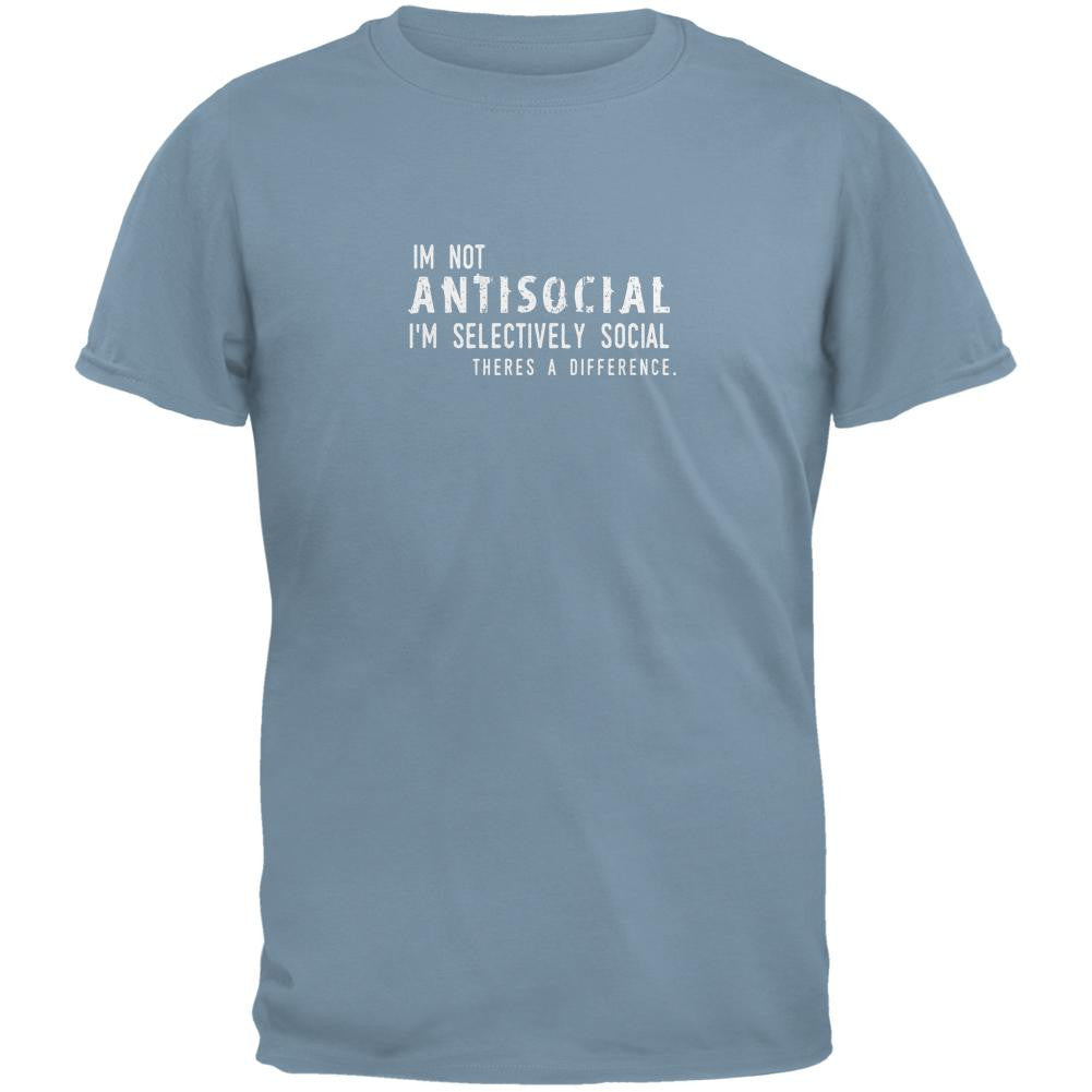 I'm Not Antisocial Stone Blue Adult T-Shirt Men's T-Shirts Old Glory 2XL Blue