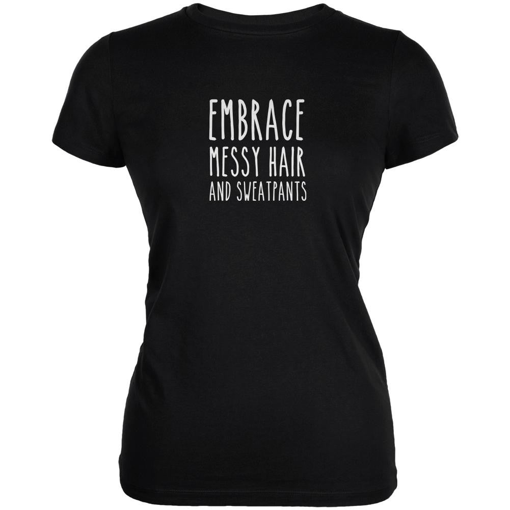 Embrace Messy Hair Black Juniors Soft T-Shirt Juniors T-Shirts Old Glory 2XL Black