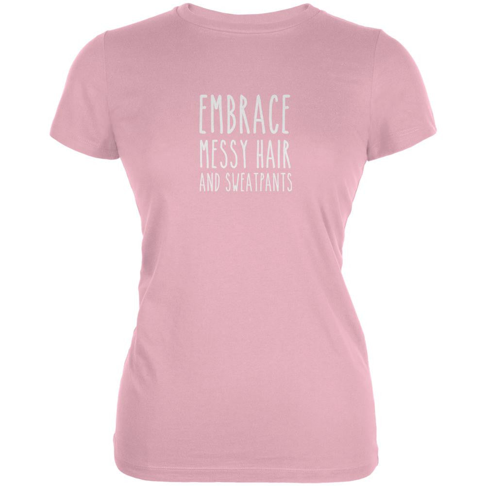 Embrace Messy Hair Pink Juniors Soft T-Shirt Juniors T-Shirts Old Glory 2XL Pink