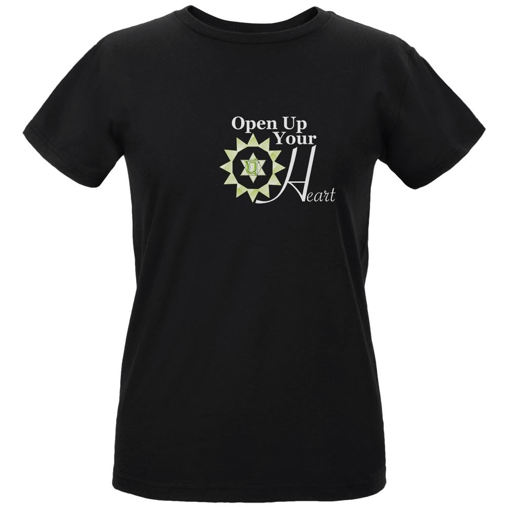 Open Up Your Heart Black Womens Organic T-Shirt Women's T-Shirts Old Glory LG Black