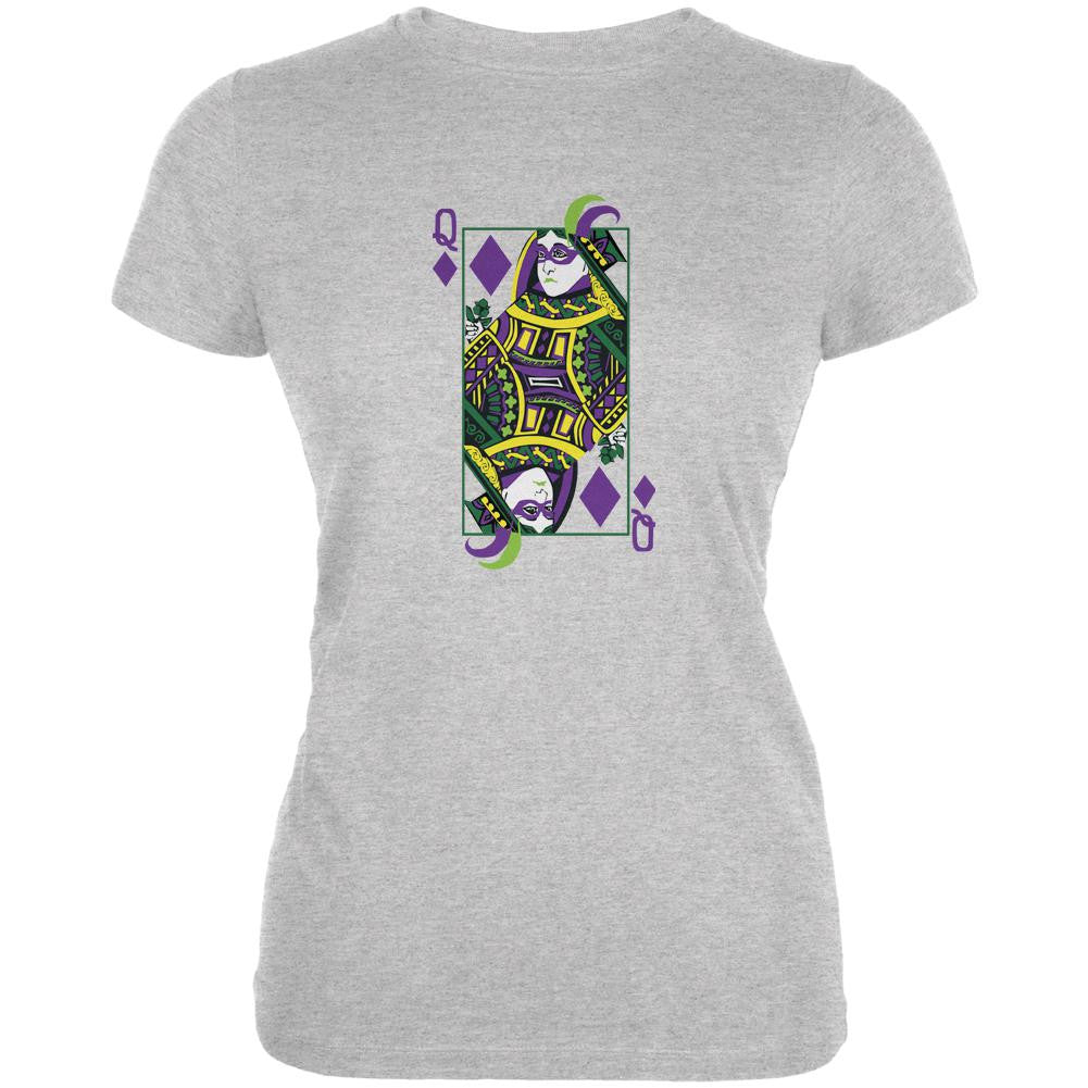 Mardi Gras Queen of Diamonds Heather Grey Juniors Soft T-Shirt Juniors T-Shirts Old Glory 2XL Grey