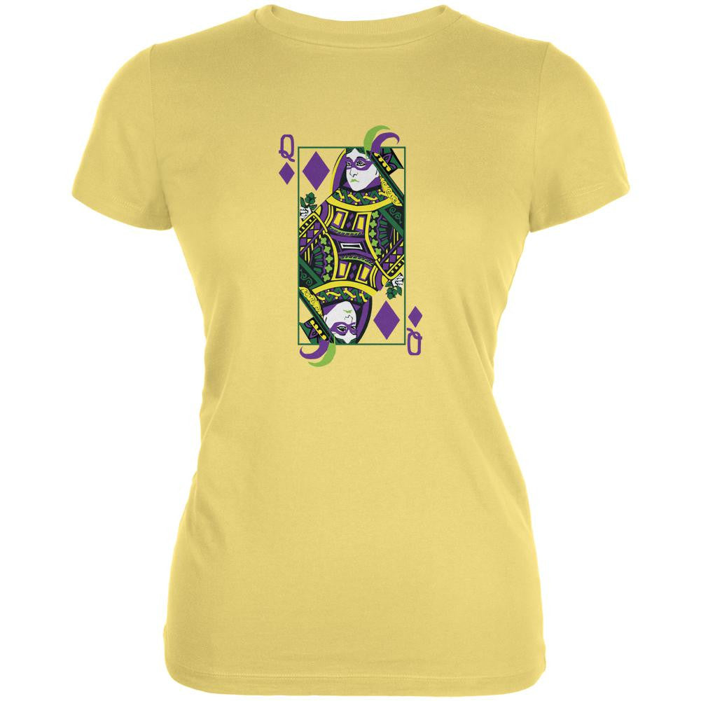 Mardi Gras Queen of Diamonds Yellow Juniors Soft T-Shirt Juniors T-Shirts Old Glory LG Yellow