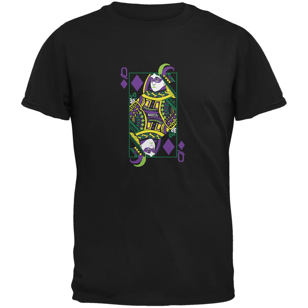 Mardi Gras Queen of Diamonds Black Adult T-Shirt Men's T-Shirts Old Glory 2XL Black