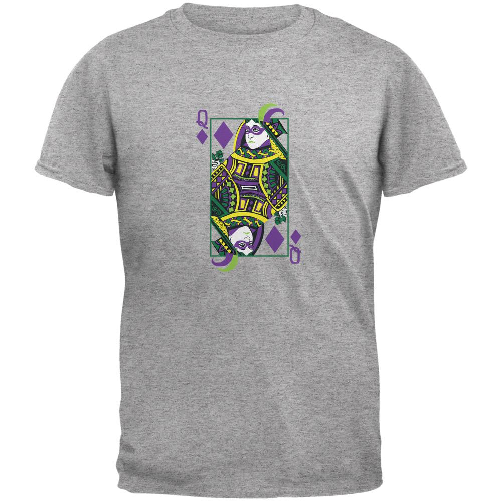 Mardi Gras Queen of Diamonds Heather Grey Adult T-Shirt Men's T-Shirts Old Glory 2XL Grey