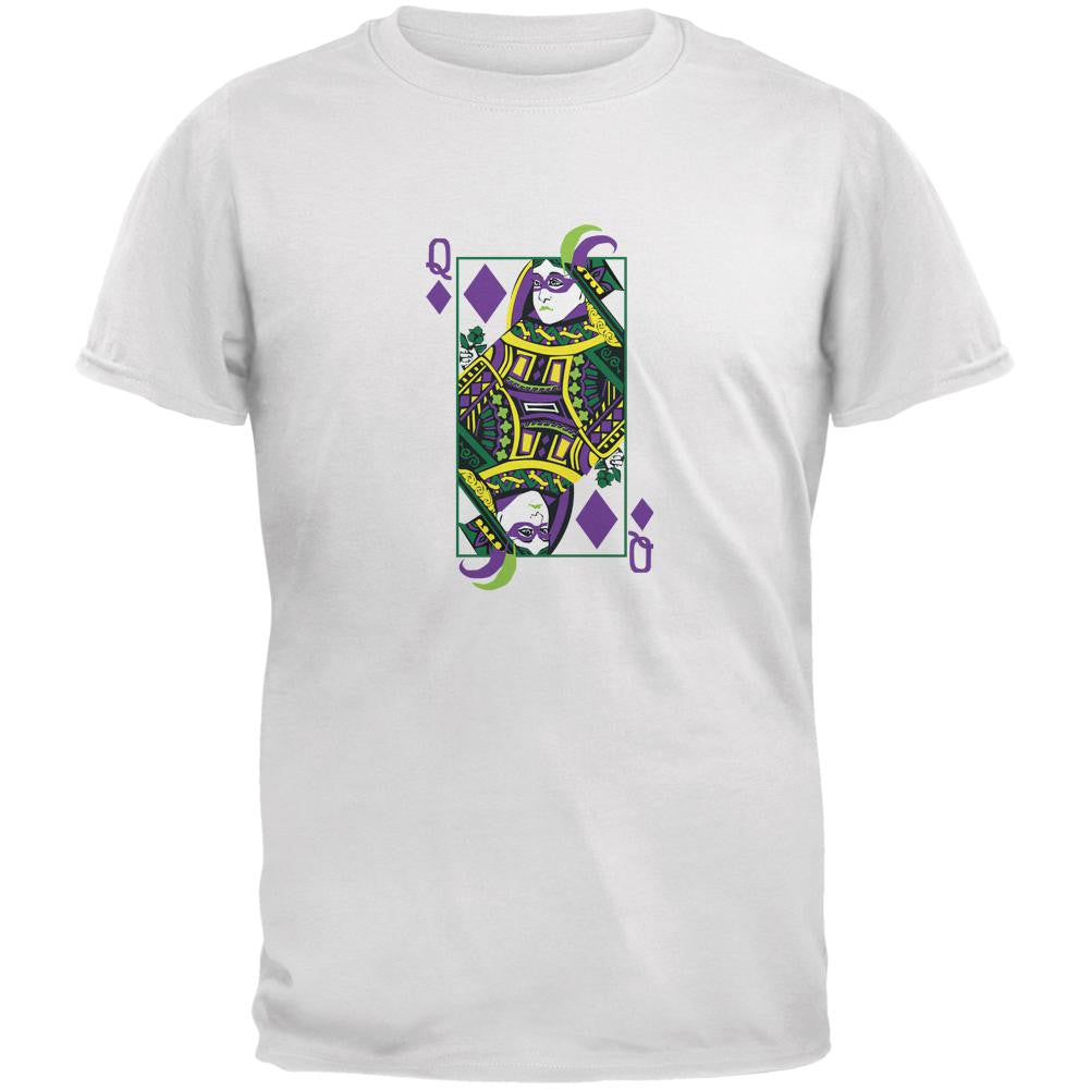 Mardi Gras Queen of Diamonds White Adult T-Shirt Men's T-Shirts Old Glory 2XL White