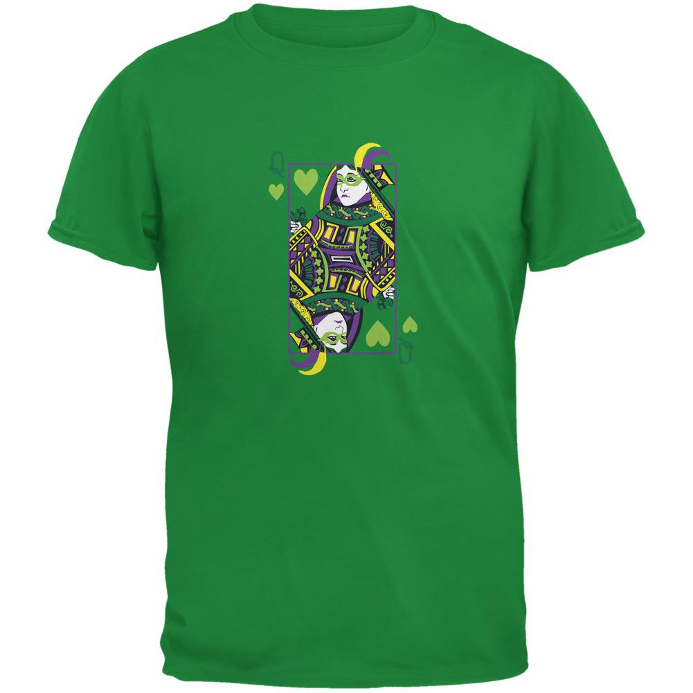Mardi Gras Queen of Hearts Irish Green Adult T-Shirt Men's T-Shirts Old Glory 2XL Green