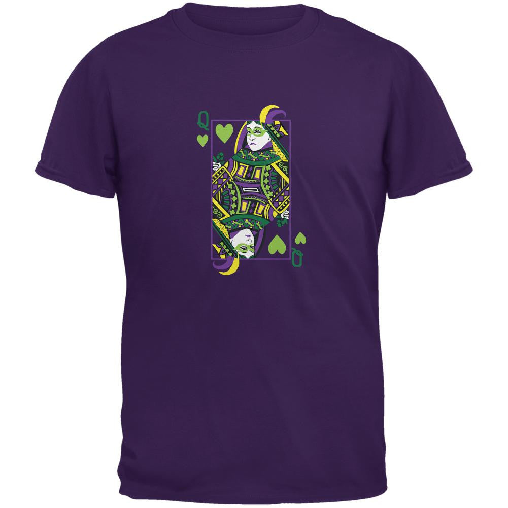 Mardi Gras Queen of Hearts Purple Adult T-Shirt Men's T-Shirts Old Glory 2XL Purple