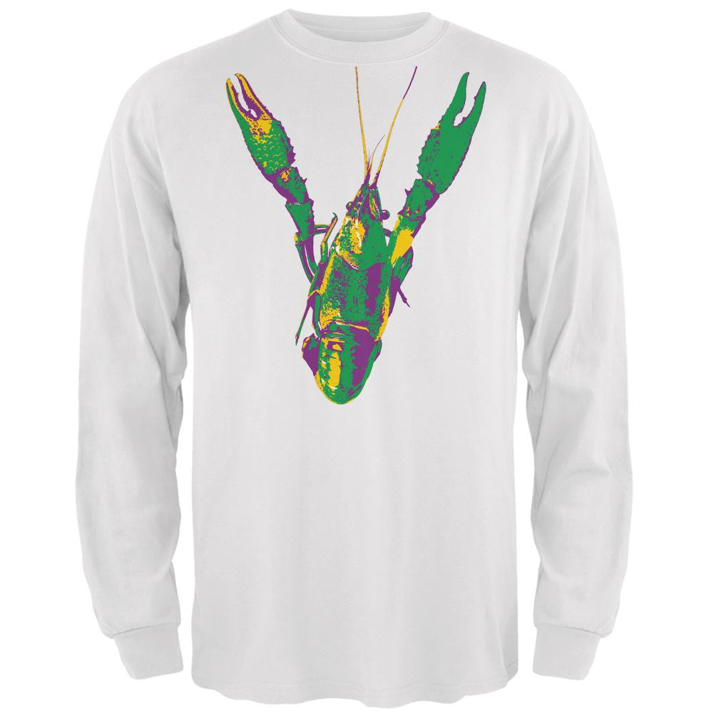 Mardi Gras Crawfish White Adult Long Sleeve T-Shirt Men's Long Sleeves Old Glory 2XL White