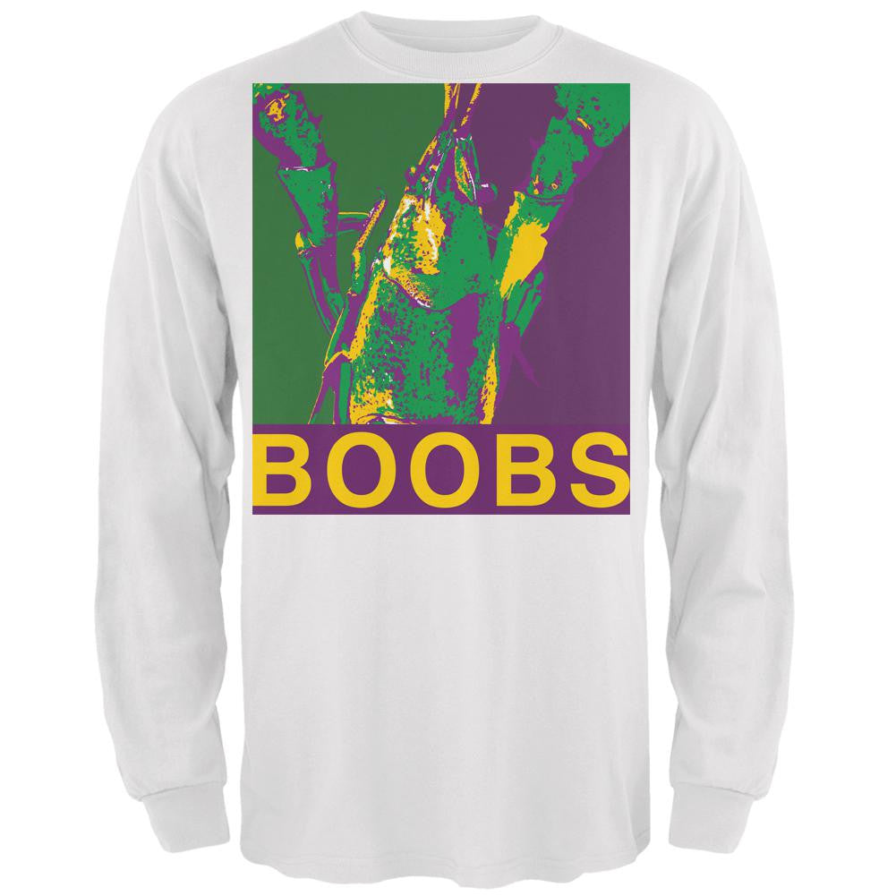 Mardi Gras Crawfish Boobs White Adult Long Sleeve T-Shirt Men's Long Sleeves Old Glory 2XL White