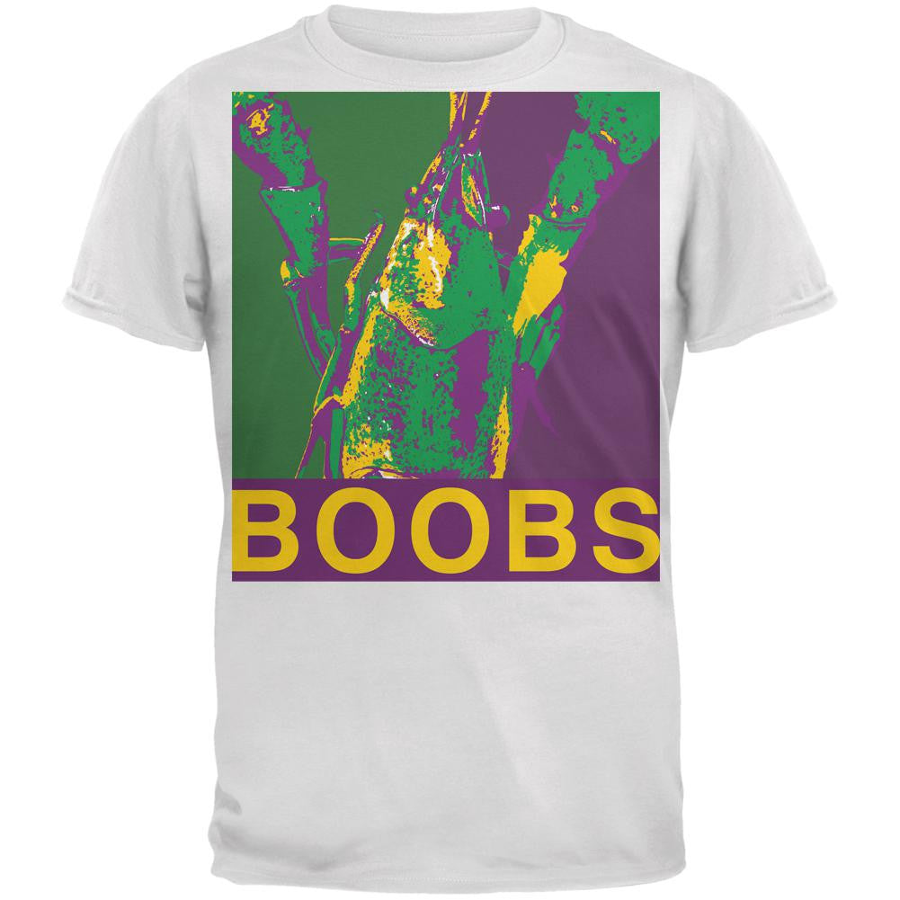 Mardi Gras Crawfish Boobs White Adult T-Shirt Men's T-Shirts Old Glory 2XL White
