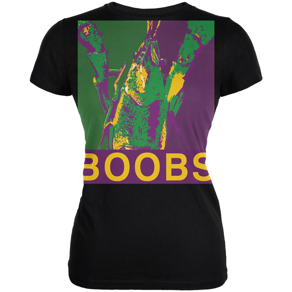 Mardi Gras Crawfish Boobs Black Juniors Soft T-Shirt Juniors T-Shirts Old Glory 2XL Black